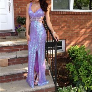 Lilac sequin prom dress
